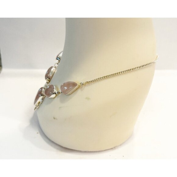 Rose Quartz Gemstone Handmade 925 Sterling Silver Jewelry Necklace Size 18" - Picture 7 of 10
